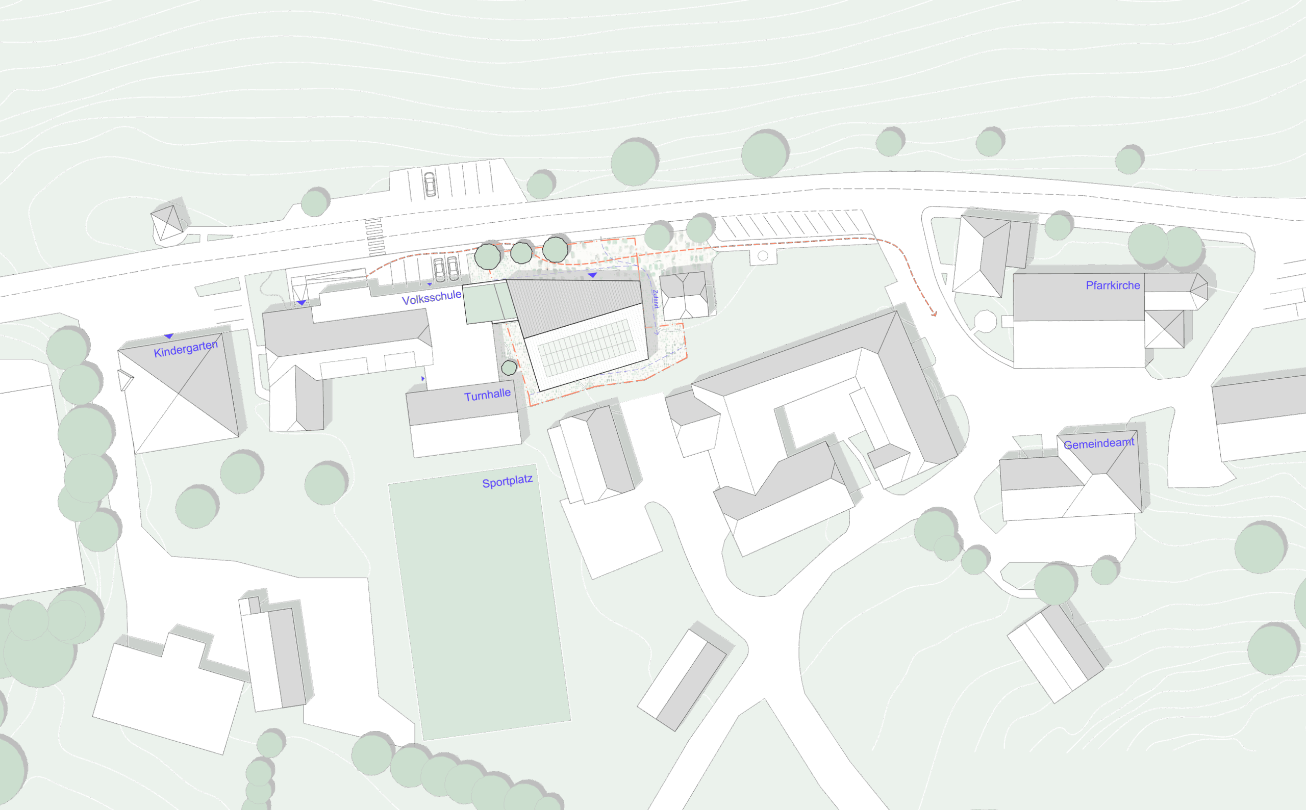 architektur ländlicher raum mühlviertel modell holzbau veranstaltungszentrum synergie schule satteldach pfarre allerheiligen im mühlkreis