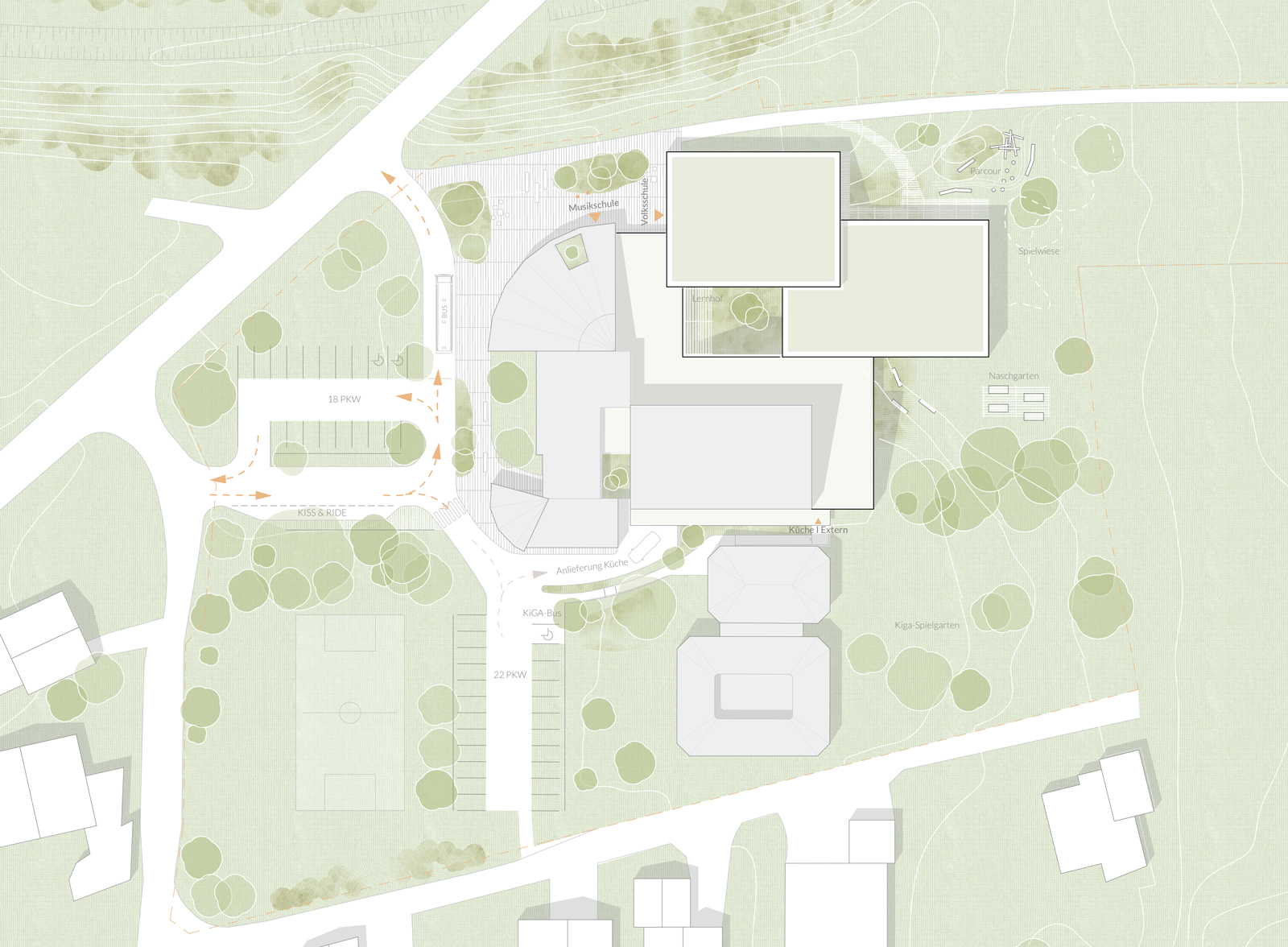 ottnang hausruckviertel architektur volkschule bildungsbau zubau sanierung turnsaal landesmusikschule wettbewerb
